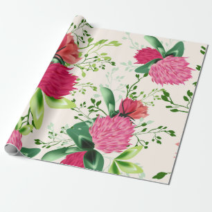 Papel De Presente Cor Floral Verde Verde Cor Rosa