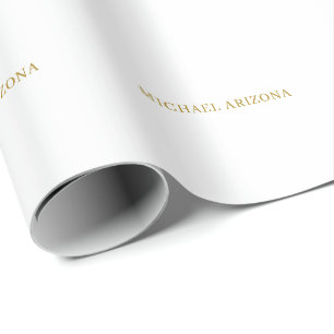 Papel De Presente Cor Moderno Simples Minimalista Dourado e Branco