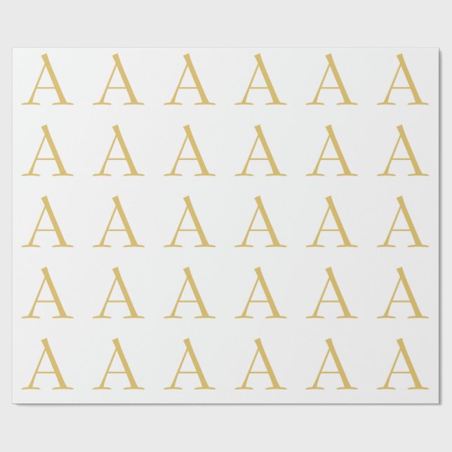 Papel De Presente Cor Monograma Dourado Personalizado Profissional (Aberto)