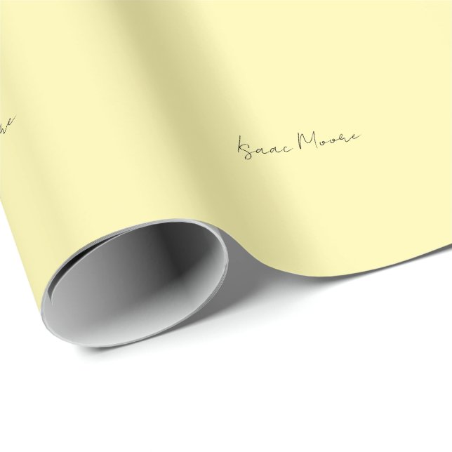 Papel De Presente Cor Nome Elegante de Caligrafia Simples Cor Creme (Ponta do rolo)