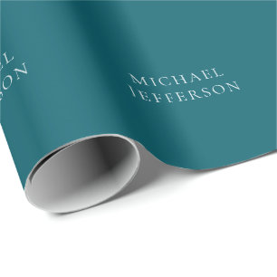 Papel De Presente Cor Personalizada de Cor Azul Teal Escura Simples