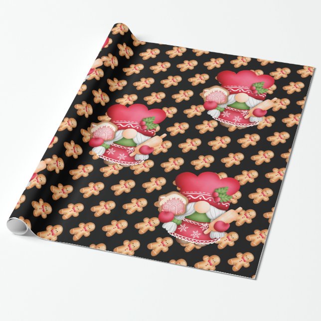 Papel De Presente Cor Personalizada do Gnomo do Gingerpão (Desenrolado)