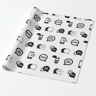 Papel De Presente Cor PERSONALIZADA do Padrão de Mensagem de Texto 