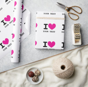 Papel De Presente Cor personalizada EU AMO - EU CORAÇÃO personalizad