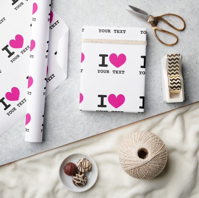 Papel De Presente Cor personalizada EU AMO - EU CORAÇÃO personalizad (Artesanato)