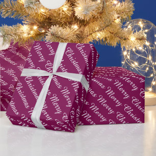 Papel De Presente Cor Personalizada Moderna Feliz Natal Cor do Vinho