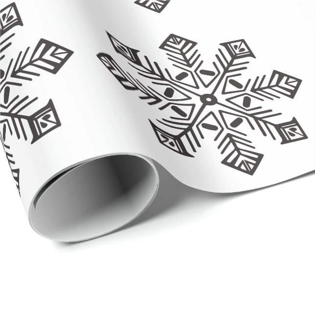 Papel De Presente COR PERSONALIZADA: Silhueta de Floco de Neve Simpl (Ponta do rolo)