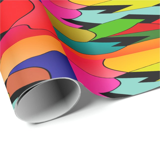 Papel De Presente Cor preta com design de arte no meio (Ponta do rolo)