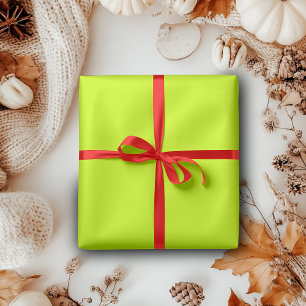 Papel De Presente Cor Sólida Amarela Limão Neon Clássico Elegant