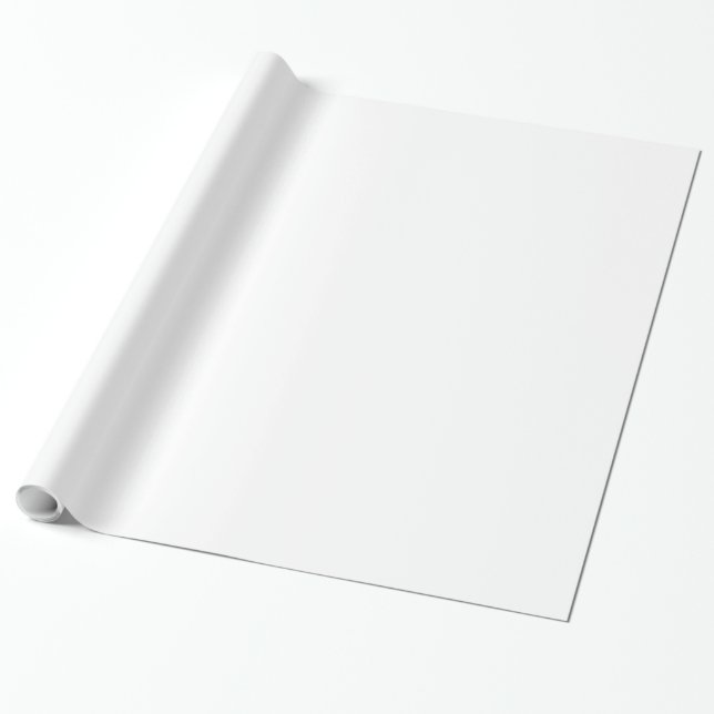 Papel De Presente Cor Sólida Neutra Branca Brilhante (Desenrolado)