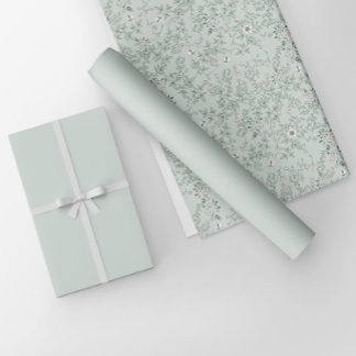 Papel De Presente Cor Sólida Verde Sage Clara Minimizada