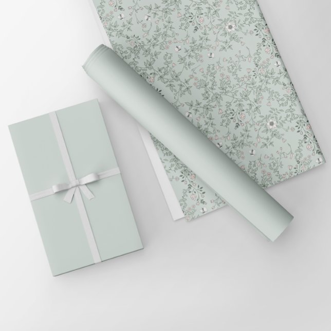 Papel De Presente Cor Sólida Verde Sage Clara Minimizada (Criador carregado)