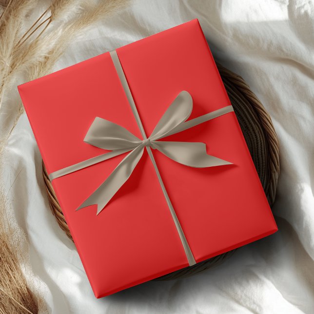 Papel De Presente Cor Sólido Neon Red | Clássico | Elegante (Criador carregado)