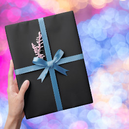 Papel De Presente Cor Sólido Preta do Jato