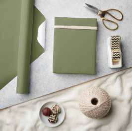 Papel De Presente Cor Verde Musgo de Carvalho Cor Sólida