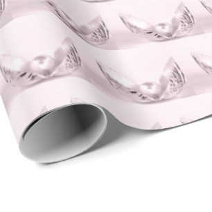 Papel De Presente cora a pérola cor-de-rosa no seashell