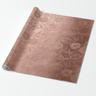 Papel De Presente Cora floral monocromático floral Dourado do rosa
