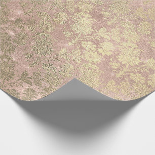 Papel De Presente Cora o luxo floral Dourado da casa de campo do pó