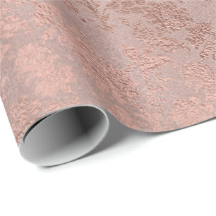 Papel De Presente Cora o pó floral Dourado Monochro floral do rosa