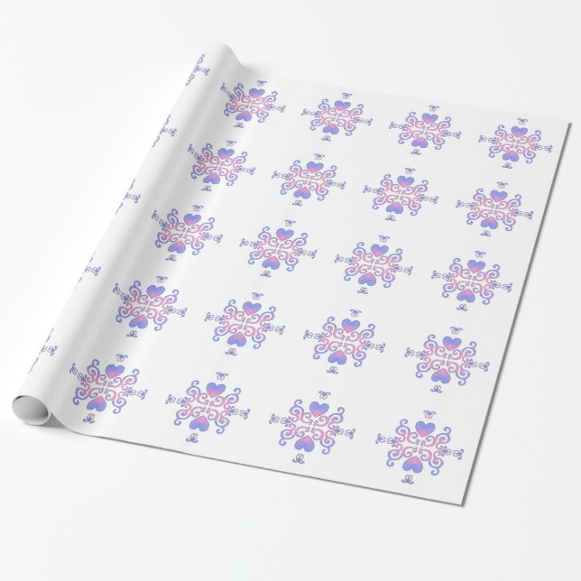 Papel De Presente Coração Arco-íris e Lírio (Desenrolado)