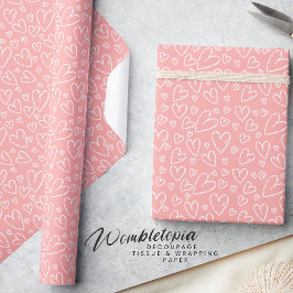Papel De Presente Coração Branco Cor-de-rosa Blush Moderno