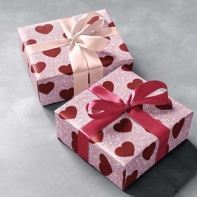 Papel de Presente Coração Brilhante com Glitter no (Criador carregado)