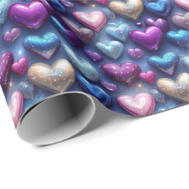 Papel de Presente Coração Brilhante: Elegância Rad