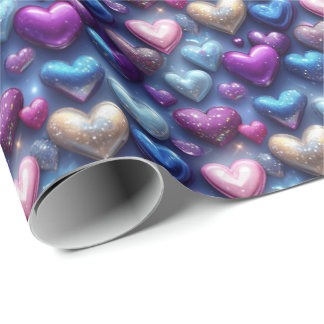 Papel de Presente Coração Brilhante: Elegância Rad