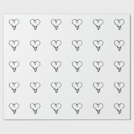 Papel De Presente Coração Caindo Gotas Personalizável