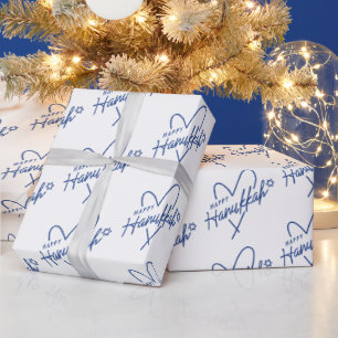 Papel De Presente Coração da Tipografia Moderno Feliz de Hanukkah