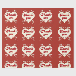 Papel De Presente Coração de Agradecimento com Design de Laços de Fi