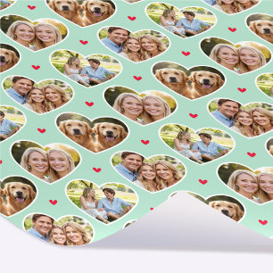 Papel De Presente Coração de Amor Fofo 4 Foto Padrão de Hortelã Eleg