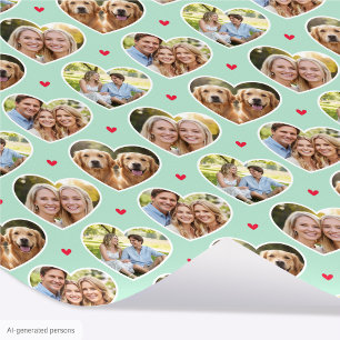Papel De Presente Coração de Amor Fofo 4 Foto Padrão de Hortelã Eleg