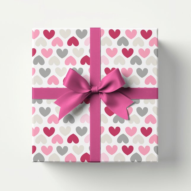 Papel De Presente Coração de Amor Rosa Romântico Moderno Girly (Criador carregado)