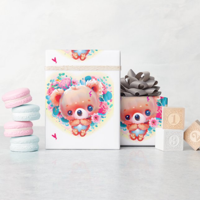 Papel De Presente Coração de coala fofo (Chá de bebê)