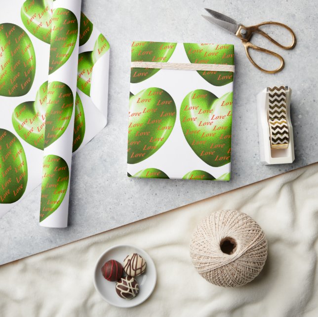 Papel De Presente Coração de Esmeralda Cheio de Amor (Artesanato)