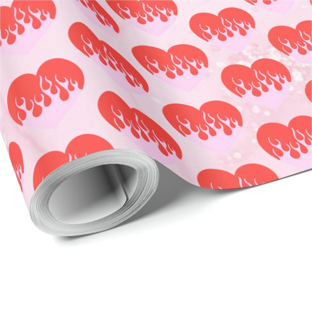 Papel De Presente Coração de Fogo (Ponta do rolo)