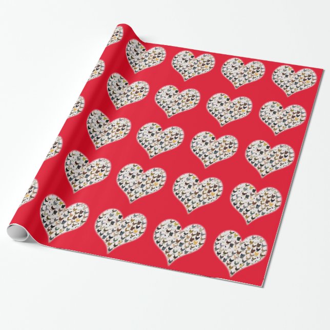 Papel De Presente Coração de Galinha (Desenrolado)