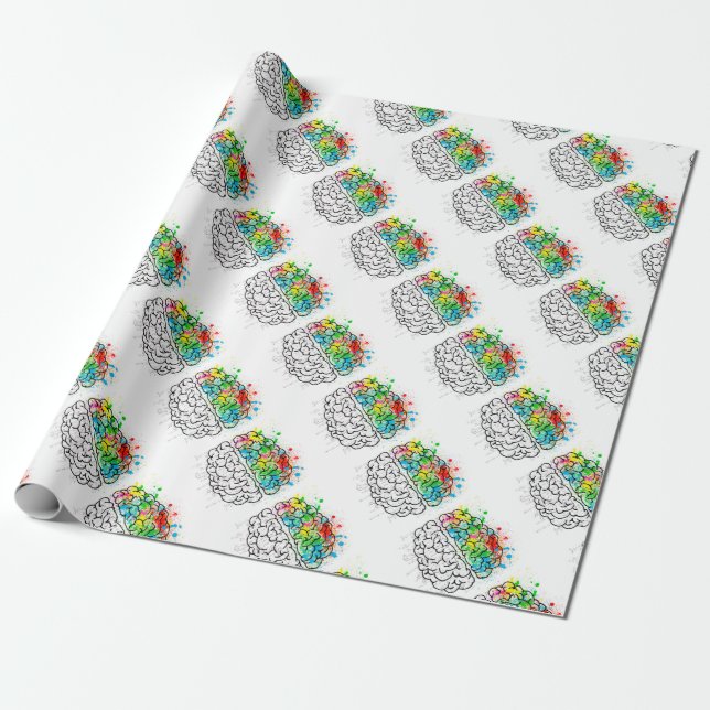 Papel De Presente coração de ideia de psicologia da mente cerebral (Desenrolado)