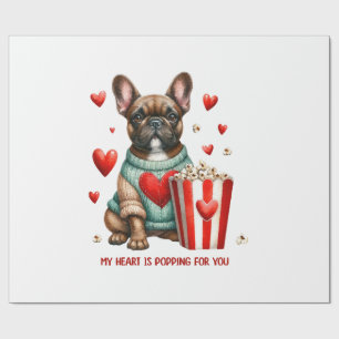 Papel De Presente Coração do Dia de os namorados do Bulldog Francês