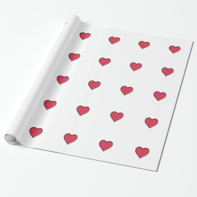 Papel De Presente Coração do vermelho do dia dos namorados (Desenrolado)