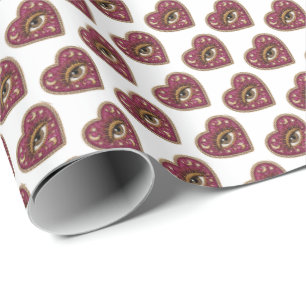 Papel De Presente Coração Embroiderado