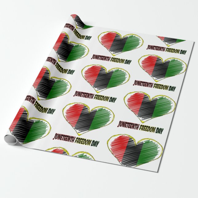 Papel De Presente coração feliz da bandeira africana de 16 (Desenrolado)
