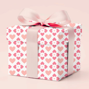 Papel De Presente Coração Floral Rosa Moderno Geométrico Amor Pêsseg