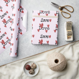 Papel De Presente Coração fofo de lápis vermelho com texto Amor