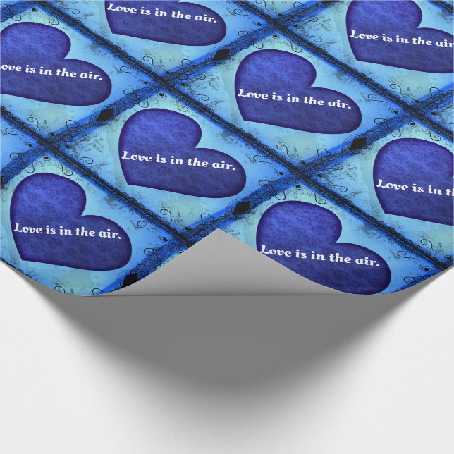 Papel De Presente Coração Grunge Azul Enquadrado (Ponta)