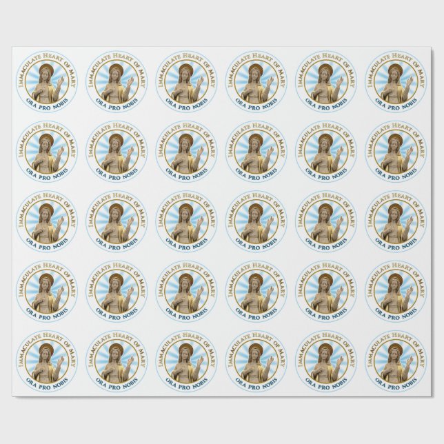 Papel De Presente Coração Imaculado de Mary Ora Pro Nobis (Aberto)