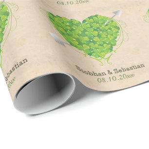 Papel De Presente Coração irlandês do trevo do casamento