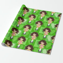 Papel De Presente Coração Monocromático Verde-Dança Irlandesa