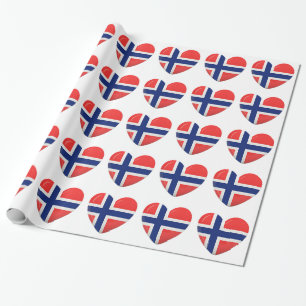 Papel De Presente Coração norueguês da bandeira do escandinavo de